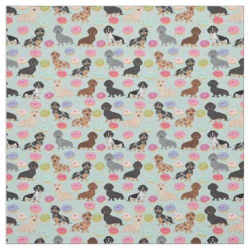 Dachshunds Donuts Fabric _ cute doxie fabric print