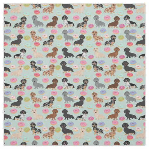 Dachshunds Donuts Fabric - cute doxie fabric print