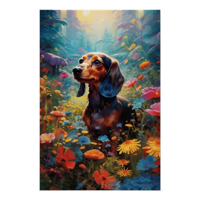 Dachshund's Garden Delight Poster (Front)