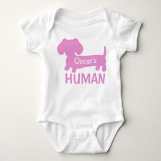 Dachshund's Girl Human Personalized in Pink   Baby Bodysuit