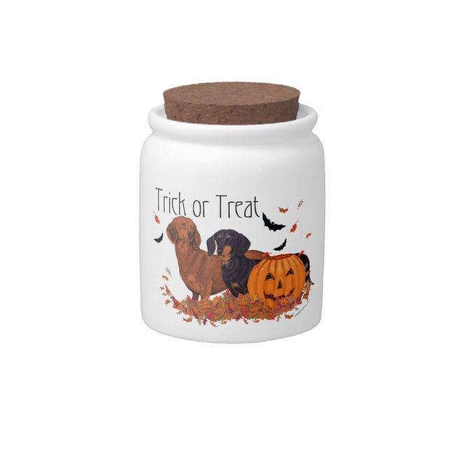 Dachshunds Halloween Candy Jar (Front)