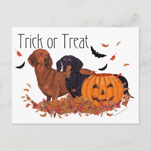 Dachshunds Halloween Postcard