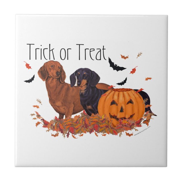 Dachshunds Halloween Tile (Front)
