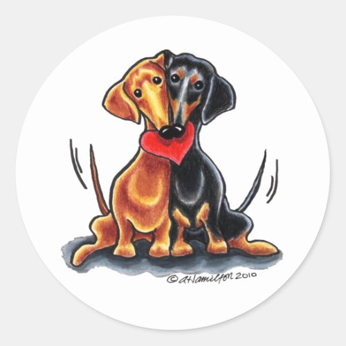 Dachshunds Have Heart Classic Round Sticker