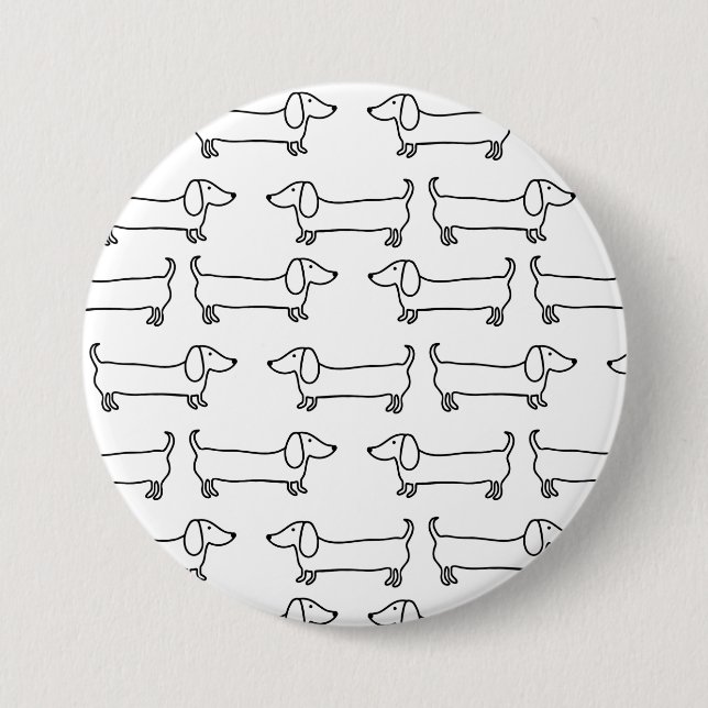 Dachshunds in black-white button (Front)