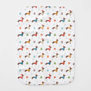 Dachshunds in Christmas Sweaters Pattern Baby Burp Cloth