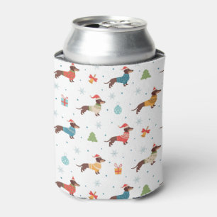 Dachshunds in Christmas Sweaters Pattern Can Cooler