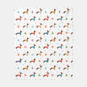 Dachshunds in Christmas Sweaters Pattern Fleece Blanket