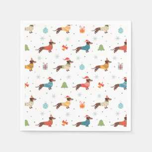 Dachshunds in Christmas Sweaters Pattern Napkins