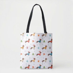Dachshunds in Christmas Sweaters Pattern Tote Bag