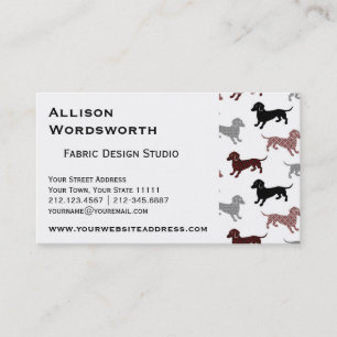 Dachshunds in Damask Cute Pattern Business Card
