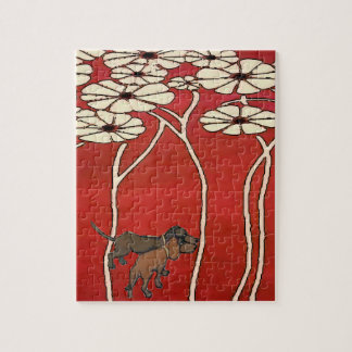 Dachshunds in Flowers Jigsaw Puzzle