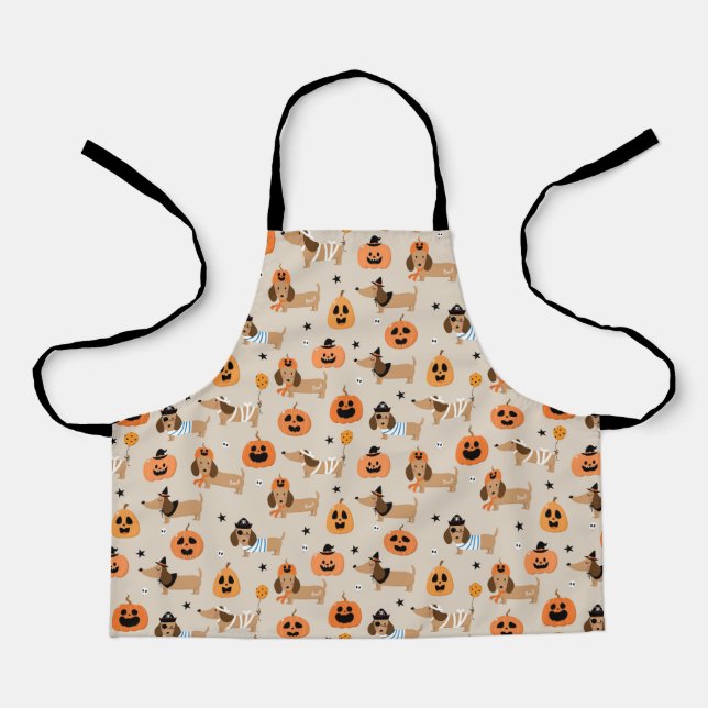 Dachshunds in Halloween Costumes Pattern Apron (Front)