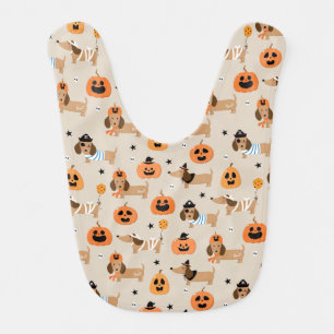 Dachshunds in Halloween Costumes Pattern Baby Bib