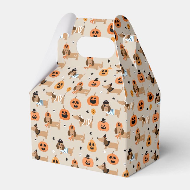 Dachshunds in Halloween Costumes Pattern Favor Boxes (Front Side)
