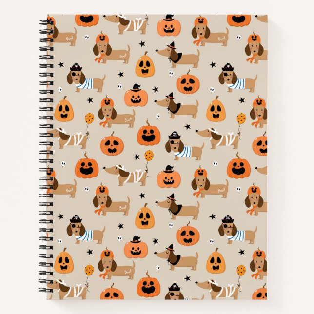 Dachshunds in Halloween Costumes Pattern Notebook (Front)