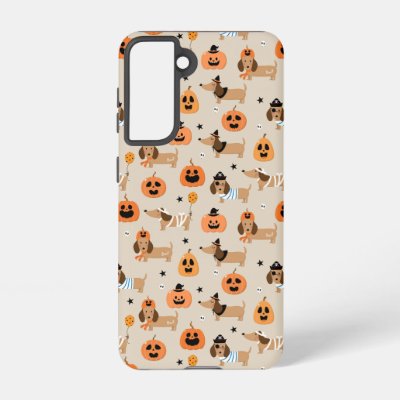 Dachshunds in Halloween Costumes Pattern Samsung Galaxy S21 Case