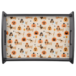 Dachshunds in Halloween Costumes Pattern Serving Tray