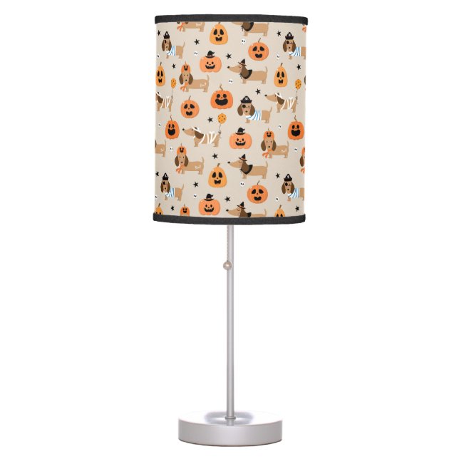 Dachshunds in Halloween Costumes Pattern Table Lamp (Front)