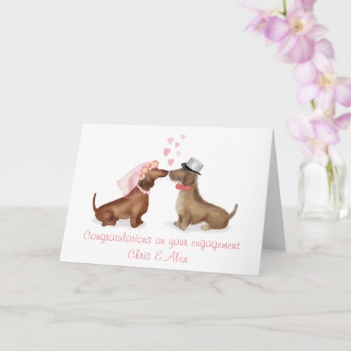 Dachshunds in love engagement card girlboy
