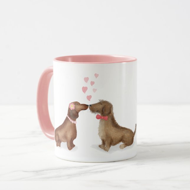 Dachshunds in love personalized mug (girl/boy) (Front Left)