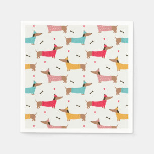 Dachshunds in Sweaters Holiday Pattern Napkins