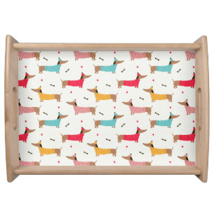 Dachshunds in Sweaters Holiday Pattern Serving Tray