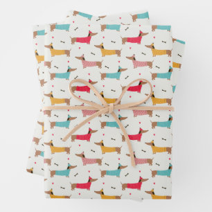 Dachshunds in Sweaters Holiday Pattern Wrapping Paper Sheets