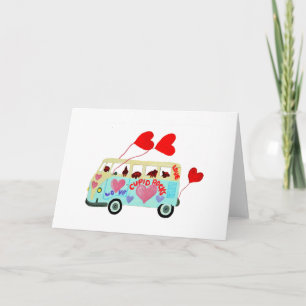 Dachshunds in their Hippie Love Van Holiday Card