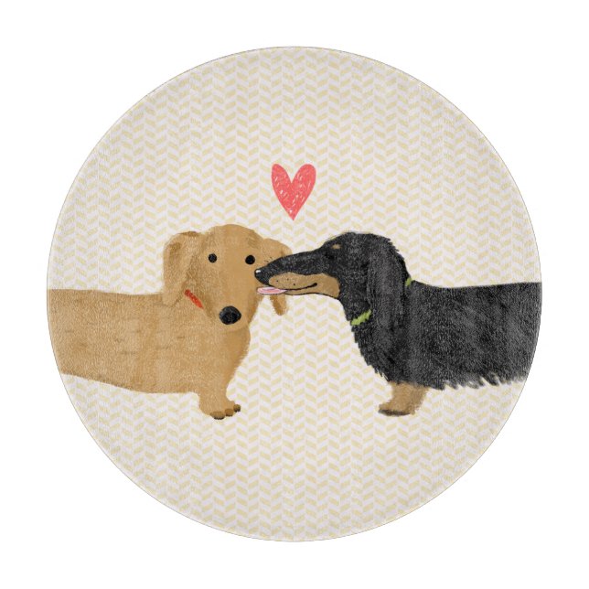 Dachshunds Kiss Cutting Board (Front)