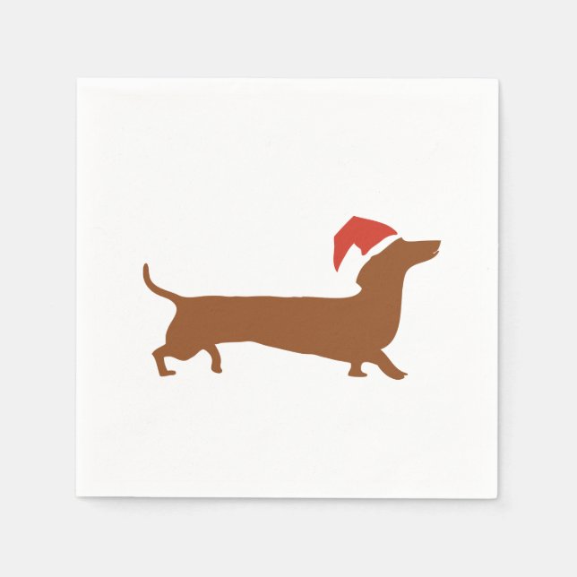Dachshunds kissing in snow Merry Christmas napkin (Front)