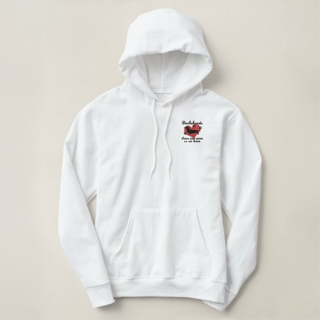 Dachshunds Leave Paw Prints Embroidered Hoodie (Design Front)