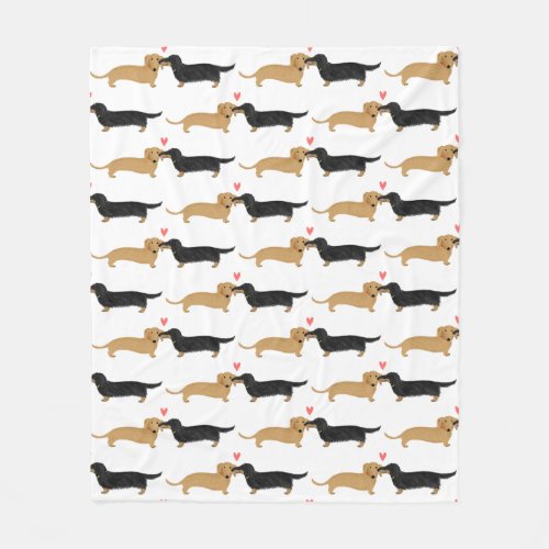 Dachshunds Love  Cute Wiener Dogs Pattern Fleece Blanket