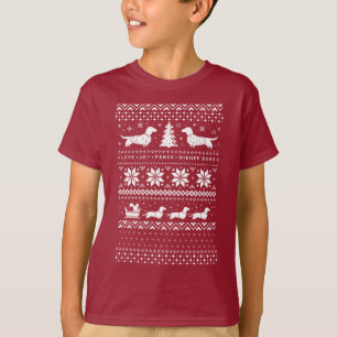 Dachshunds Love Joy Peace Wiener Dogs Christmas T-Shirt