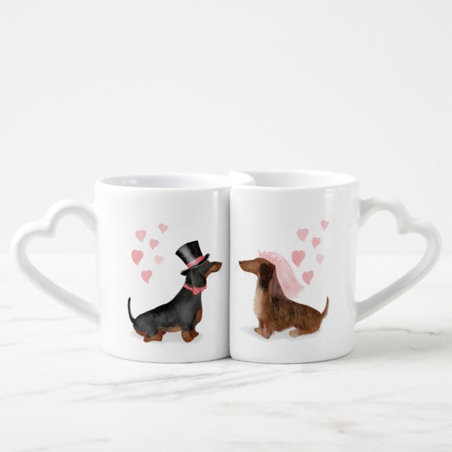 Dachshunds lovers' mug wedding gift (boy/girl) (Front Nesting)