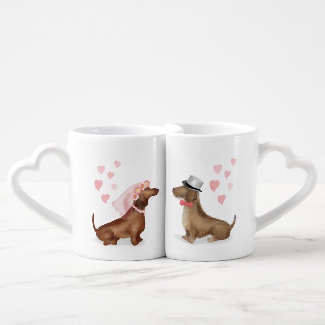 Dachshunds lovers' mug wedding gift (girl/boy) (Front Nesting)