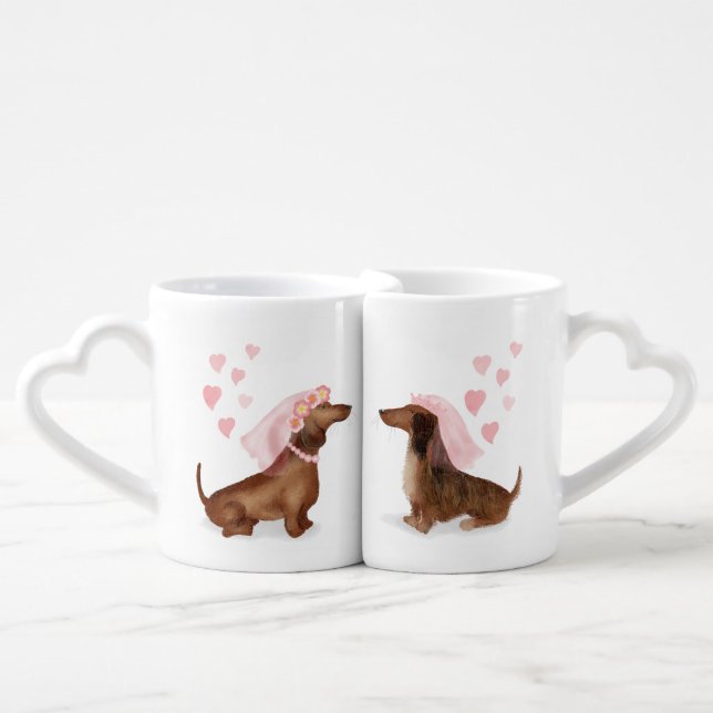 Dachshunds lovers' mug wedding gift (girl/girl) (Front Nesting)