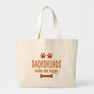 Dachshunds Make Me Happy Large Tote Bag