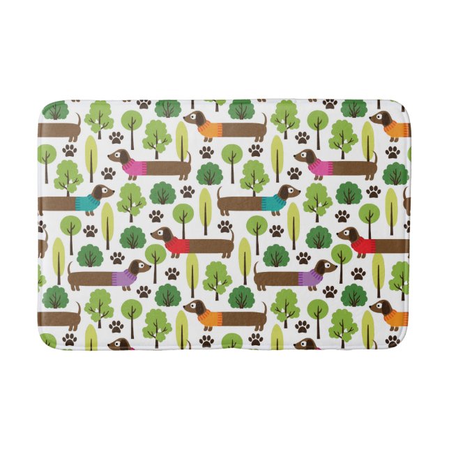 Dachshunds On A Walk In The Park Bath Mat (Front)