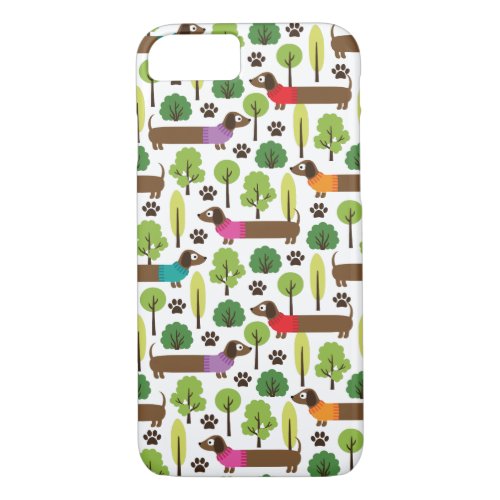Dachshunds On A Walk In The Park iPhone 87 Case