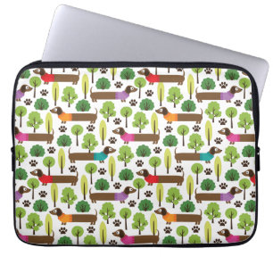 Dachshunds On A Walk In The Park Laptop Sleeve