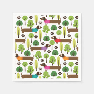 Dachshunds On A Walk In The Park Napkins