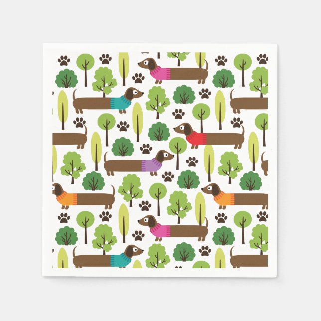 Dachshunds On A Walk In The Park Napkins (Front)