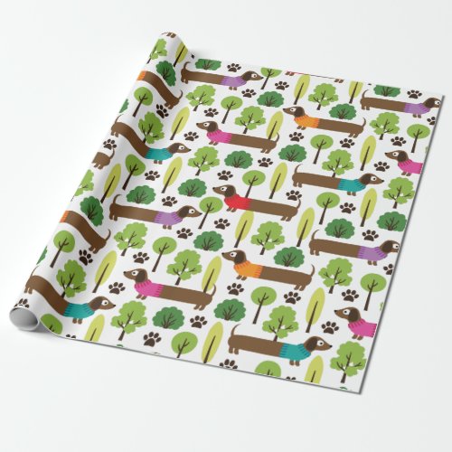 Dachshunds On A Walk In The Park Wrapping Paper