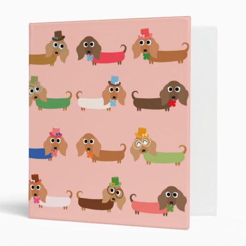 Dachshunds on Pink 3 Ring Binder