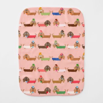 Dachshunds On Pink Burp Cloth by greatgear at Zazzle