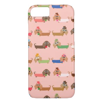 Dachshunds On Pink Iphone 8/7 Case by greatgear at Zazzle