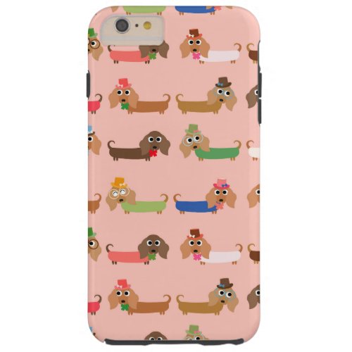 Dachshunds on Pink Tough iPhone 6 Plus Case