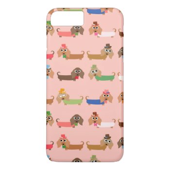 Dachshunds On Pink Iphone 8 Plus/7 Plus Case by greatgear at Zazzle