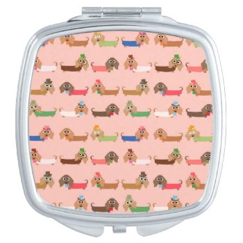 Dachshunds On Pink Compact Mirror by greatgear at Zazzle